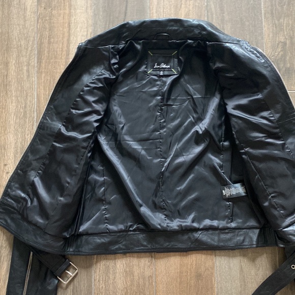NEW Sam Edelman Single Breasted Genuine Leather Black Moto Jacket Size Medium - Picture 7 of 9